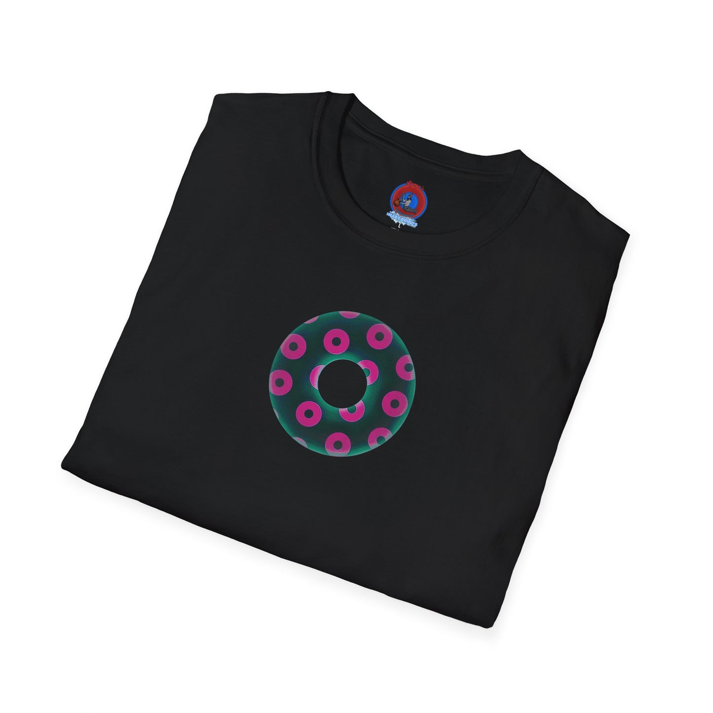 Plain Donuts/Unisex Soft-Style - "Plain Blimpy Paradoxical Donuts" - dark green/magenta donuts