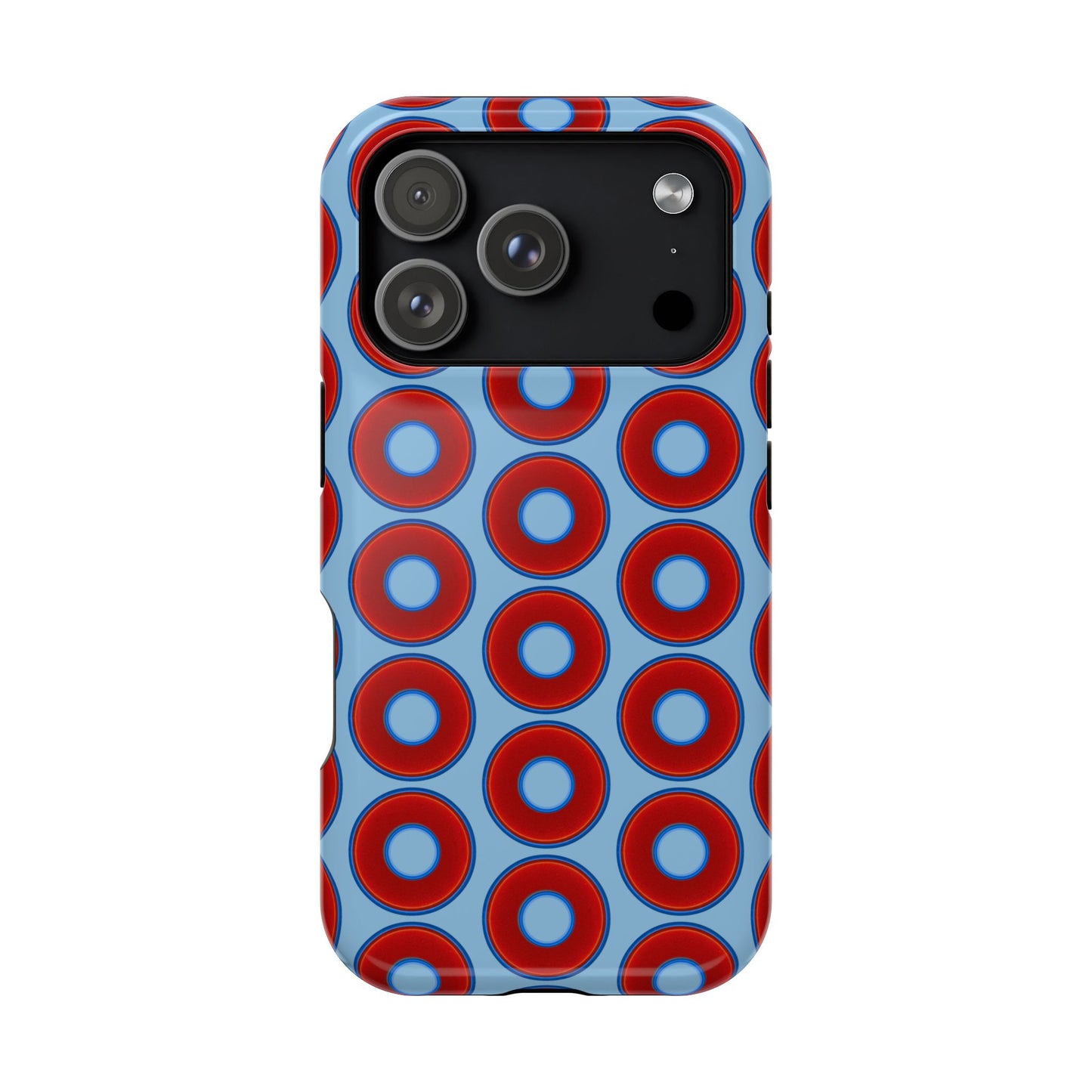 Magnetic Tough Donut Case - red vivid donut print w/sky blue background