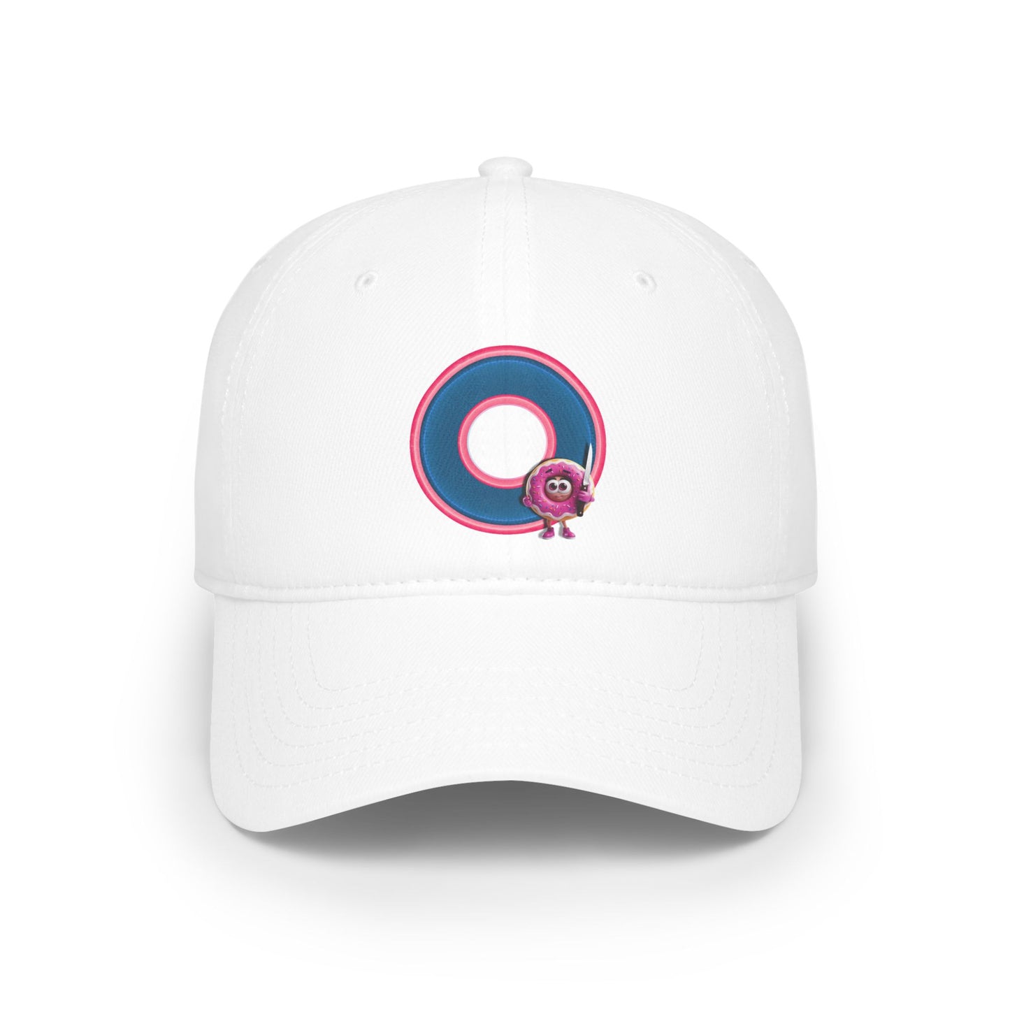 Lumpy Donut Baseball Cap - "My Phriend The Donut's Cap" - variant 2 - blue/pink rustic donut w/