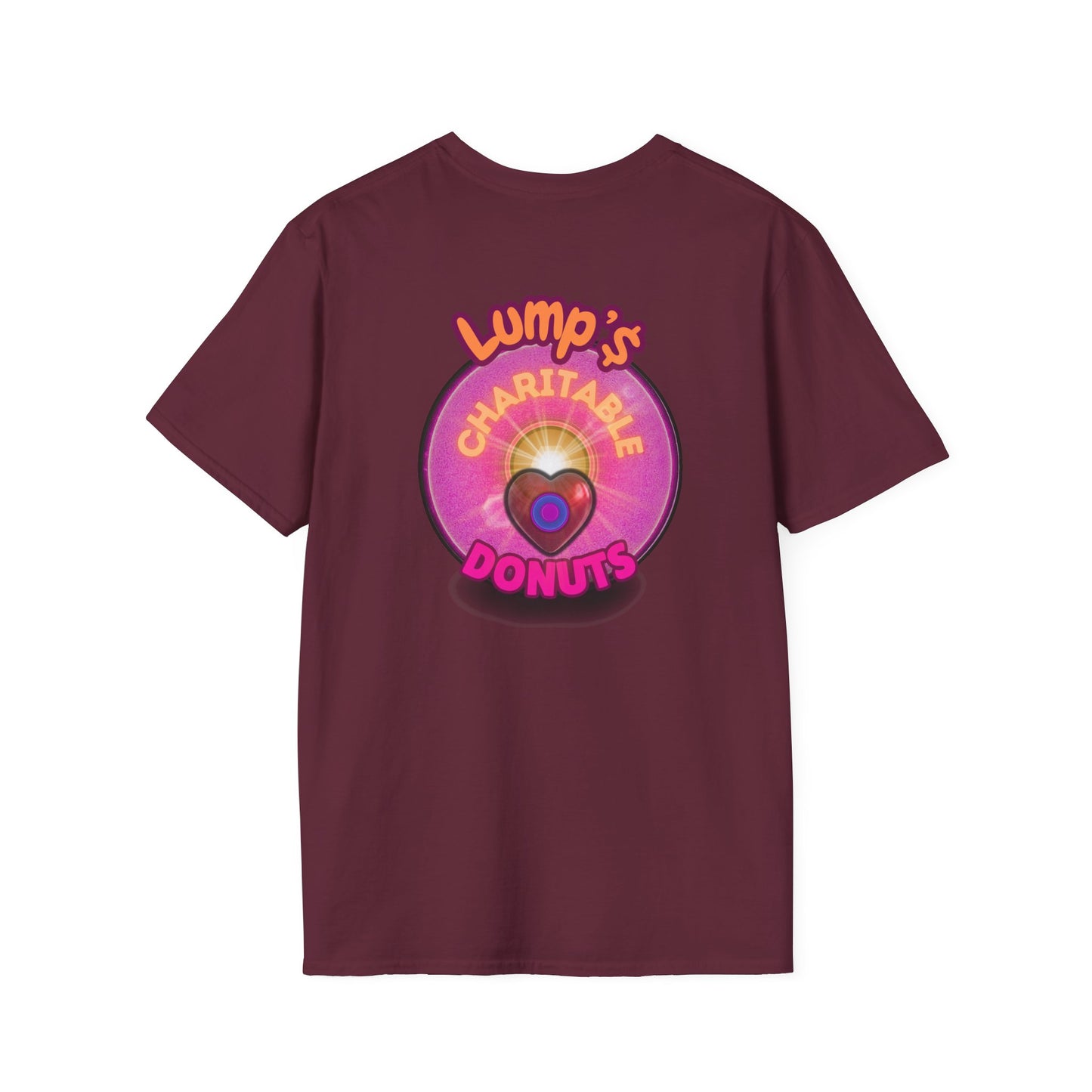 Classic Donut Tee - Unisex Soft-Style - "Lump's Official Charitable Donut" - series 1.0  - magenta donut [*100 to general charity fund]