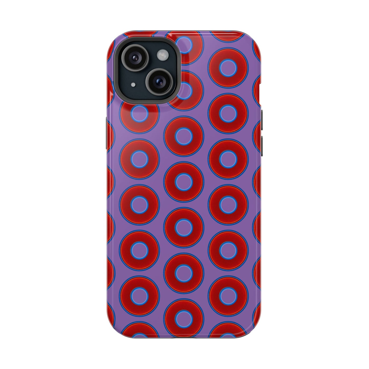 Impact-Resistant Lumpy Donut Case - red vivid donut print w/light purple background