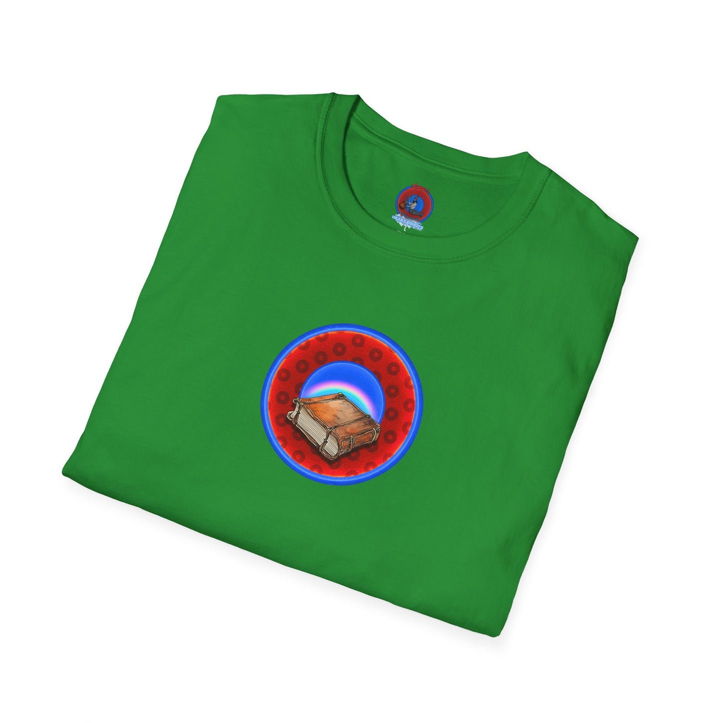 Classic Donut Tee - Unisex Soft-Style - "Read the F'ing Donut Book" - paradoxical widemouthed red/blue donut - variant 2
