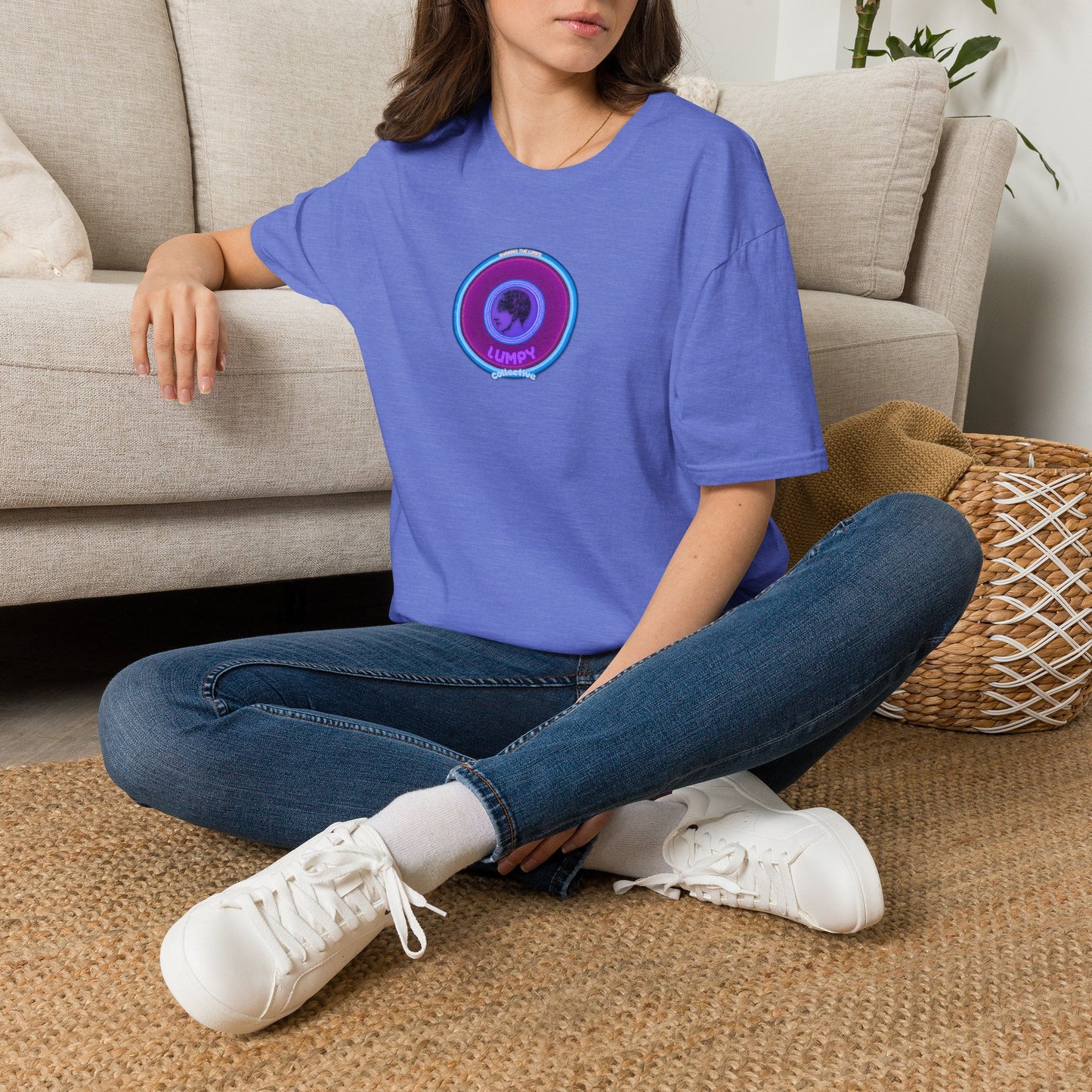 Classic Donut Tee - Unisex Soft-Style - "Lumpy Collective Donut" - rustic purple/light blue lumpy donut - variant 2