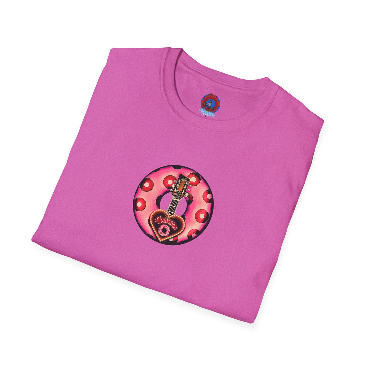 Classic Donut Tee - Unisex Soft-Style - "Would You Be My Donut?" - paradoxical faded magenta/red donut - variant 1