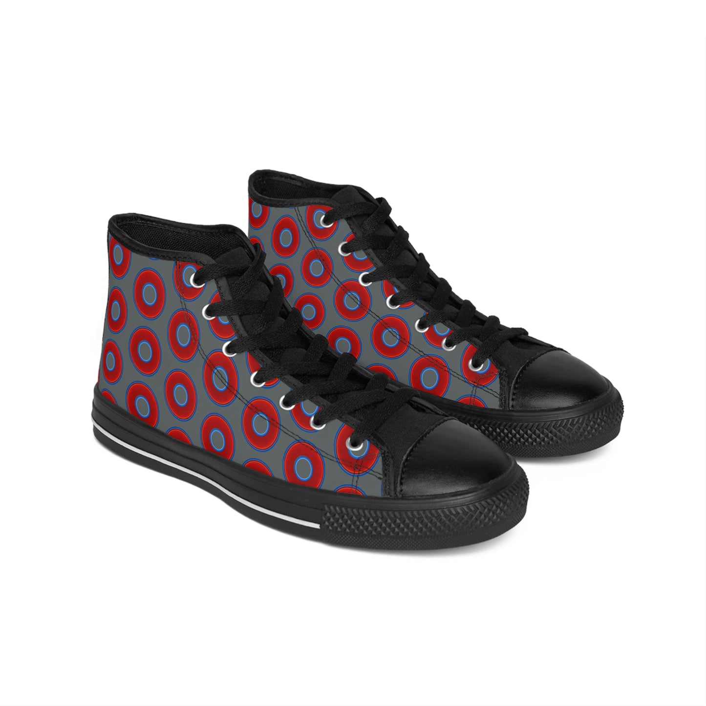 Cushiony Convectors - High Tops - red vivid donuts w/dark gray background