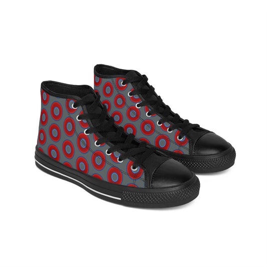 Cushiony Convectors - High Tops - red vivid donuts w/dark gray background