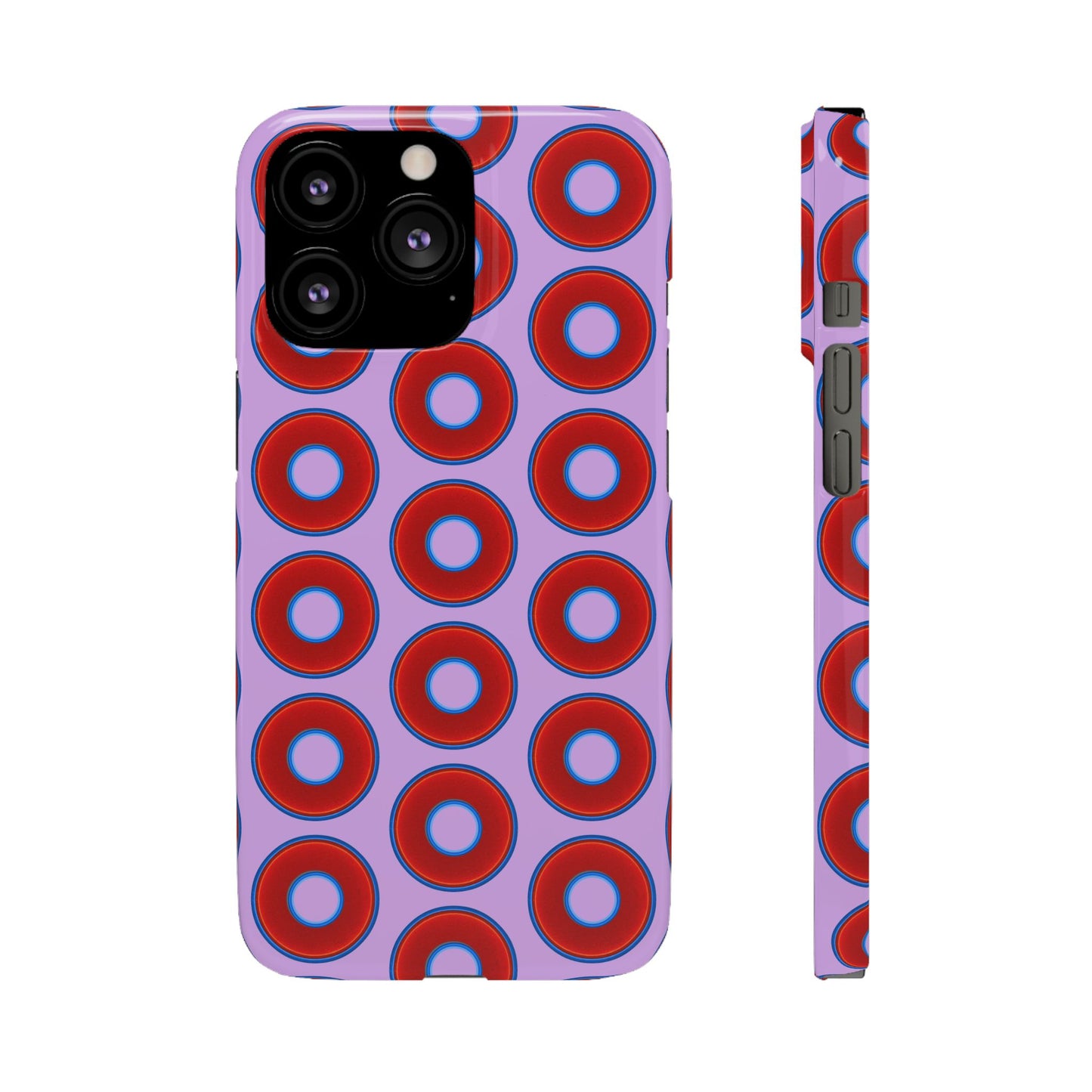 Lumpy Donut Snap Case - red vivid donut print w/wisteria purple background