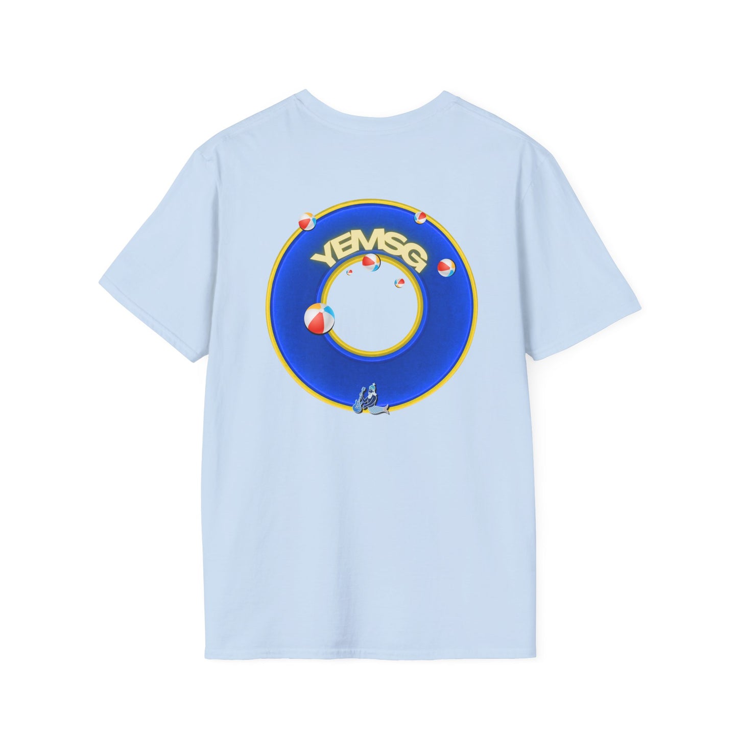 Donut Tee - Unisex Soft-Style - "The Donut's Secret Ingredient? MSG" - vivid blue/yellow donut - variant 2