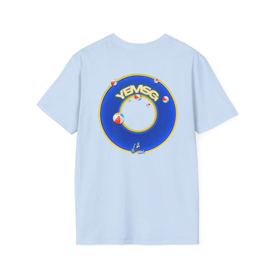 Donut Tee - Unisex Soft-Style - "The Donut's Secret Ingredient? MSG" - vivid blue/yellow donut - variant 2