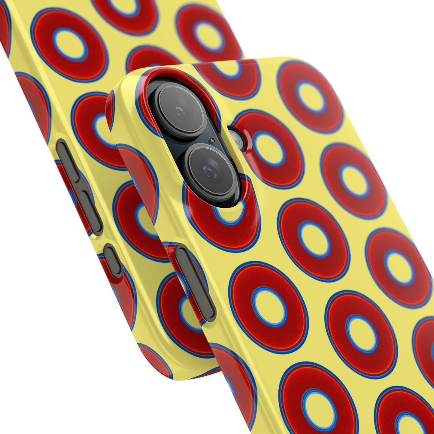 Lumpy Donut Snap Case - red vivid donut print w/yellow background