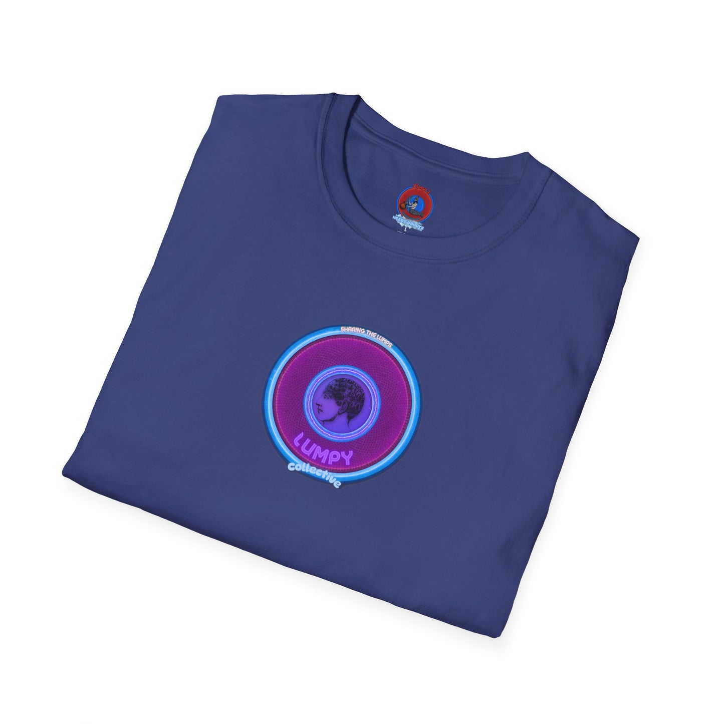 Classic Donut Tee - Unisex Soft-Style - "Lumpy Collective Donut" - rustic purple/light blue lumpy donut - variant 2