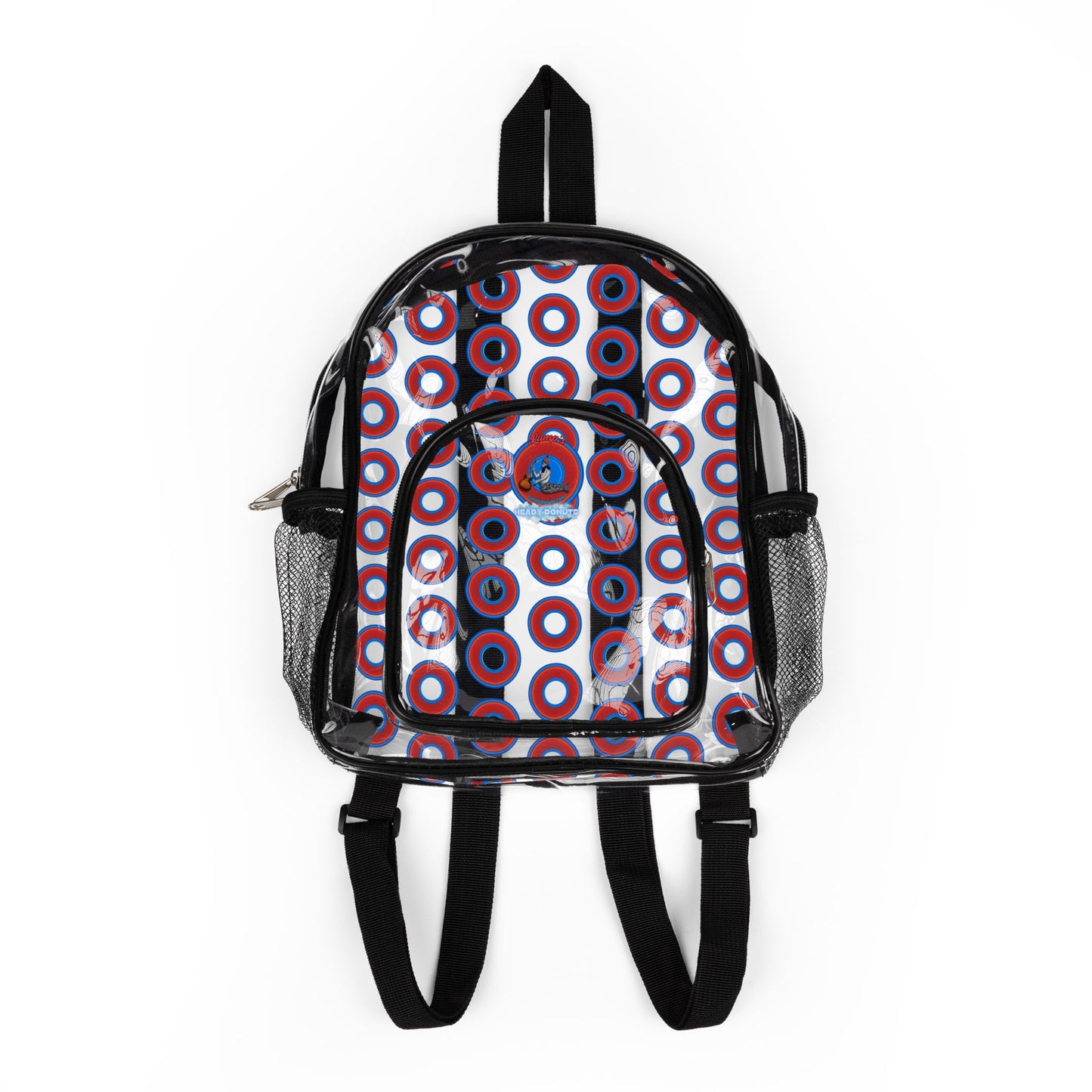 Lumpy Clear Pack/Concert Buddy - Plain Rustic Donut Print - red/blue