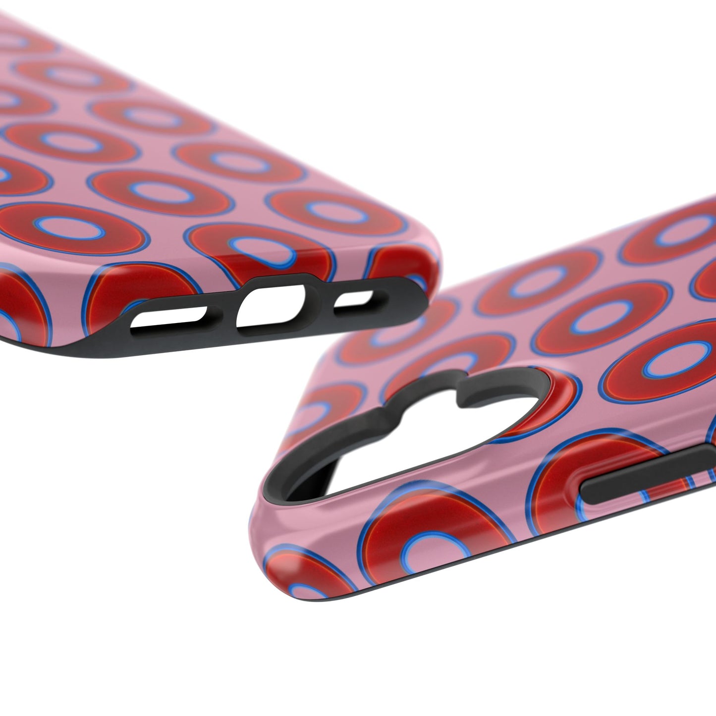 Impact-Resistant Lumpy Donut Case - red vivid donut print w/pale magenta background