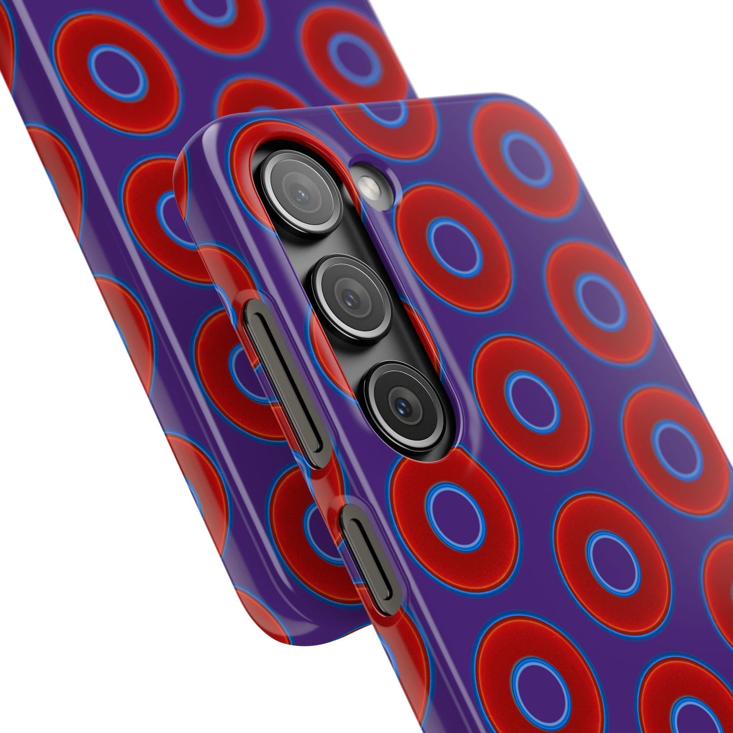 Lumpy Donut Snap Case - red vivid donut print w/dark purple background