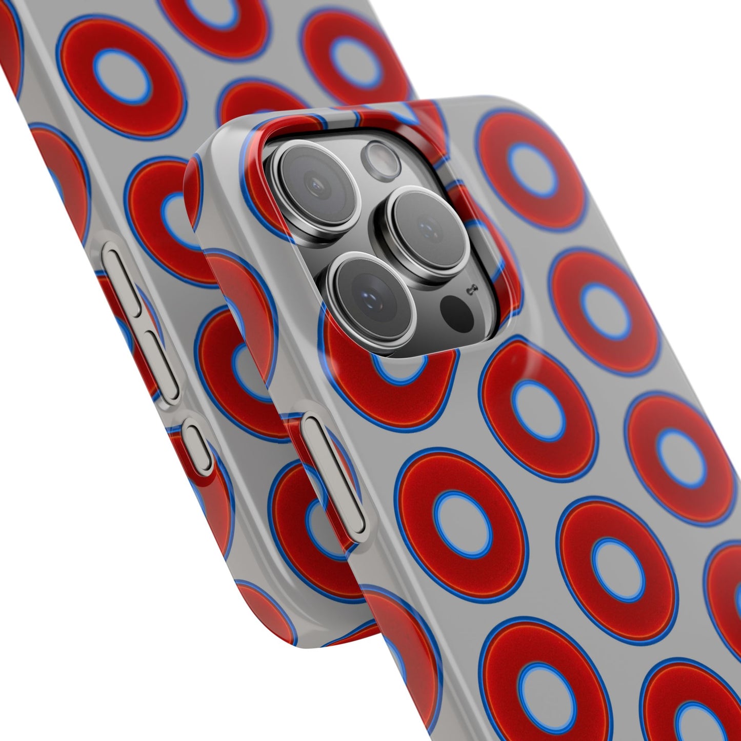 Lumpy Donut Snap Case - red vivid donut print w/light gray background
