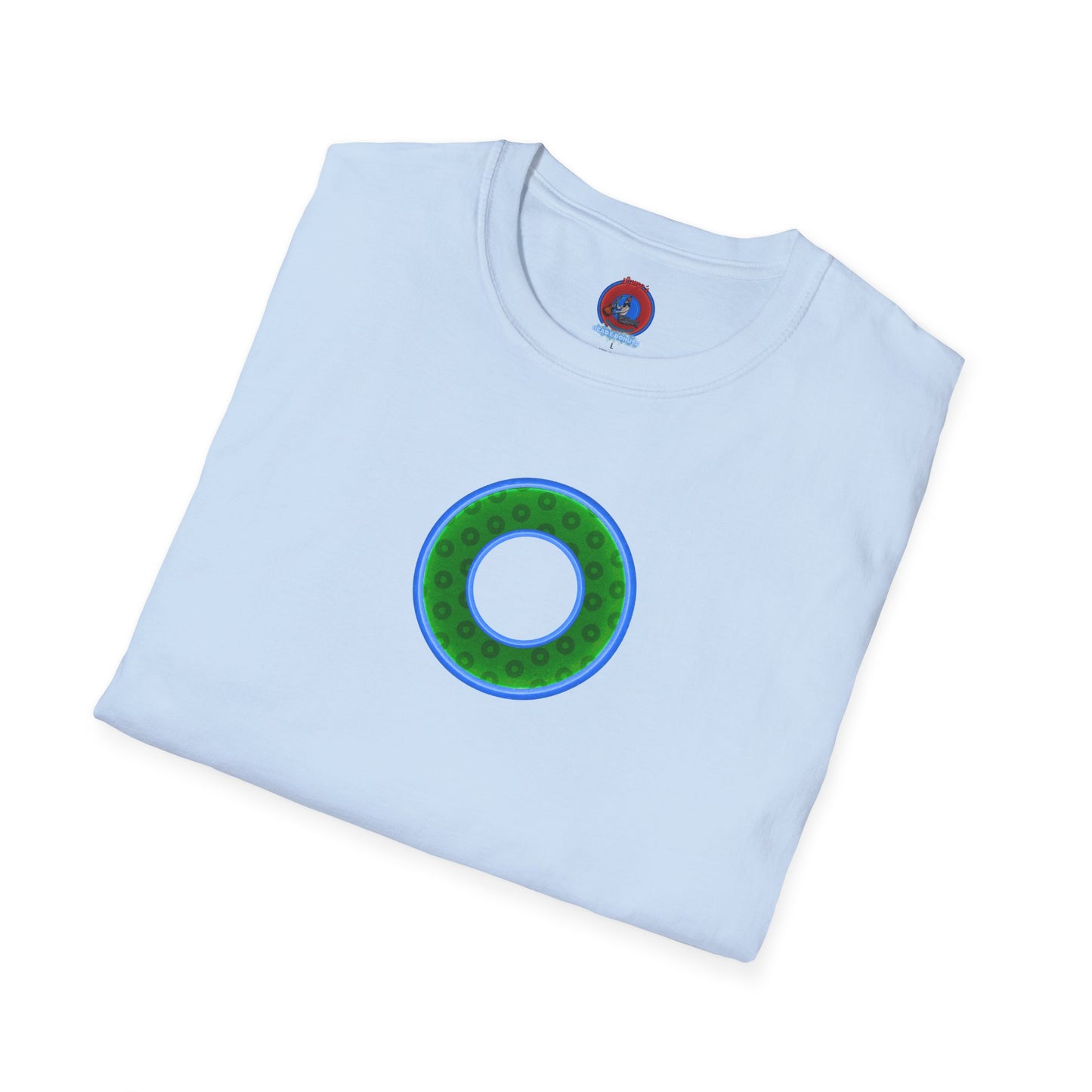 Plain Donuts/Unisex Soft-Style - "Plain Wide Mouthed Paradoxical Donuts" - green/light blue donuts
