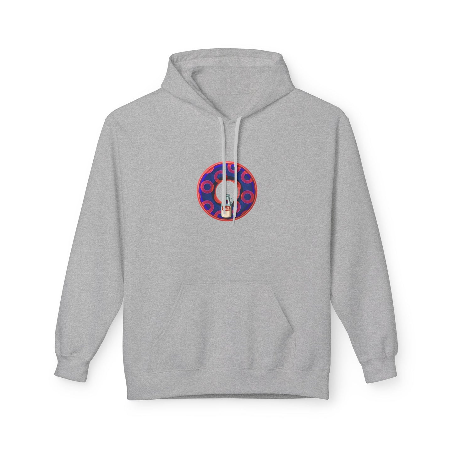 Fleece Harry Hoodies [Midweight Soft-style] - "Wooked Cream Dairy - YEMSG Donut" - electric blue/red rustic paradox donut - variant 2