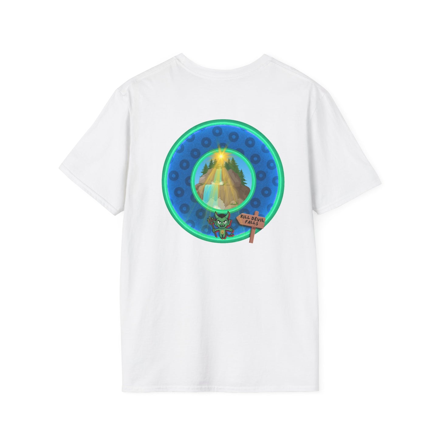 Classic Donut Tee - Unisex Soft-Style - "Devil's Drowning Donuts" - blue/green paradox donut
