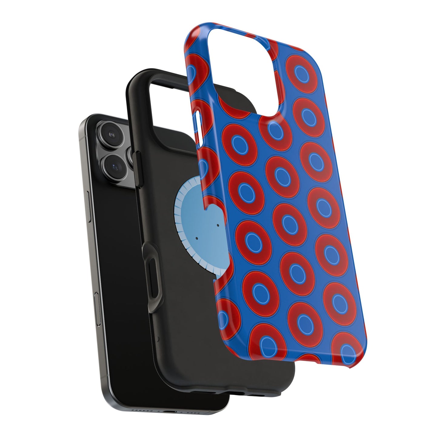 Magnetic Tough Donut Case - red vivid donut print w/dark royal blue background