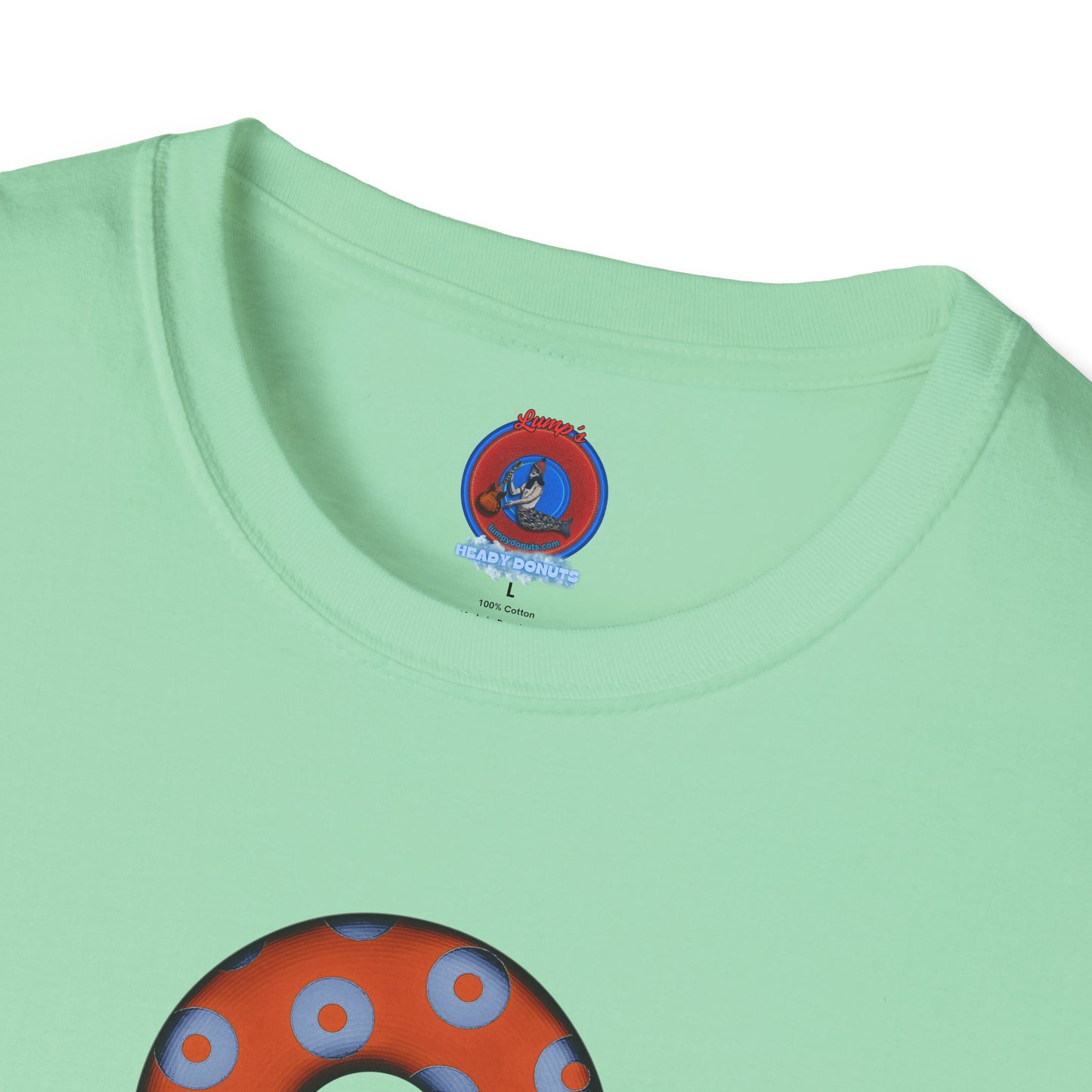 Plain Donuts/Unisex Soft-Style - "Plain Blimpy Paradoxical Donuts" - light blue/orange donuts
