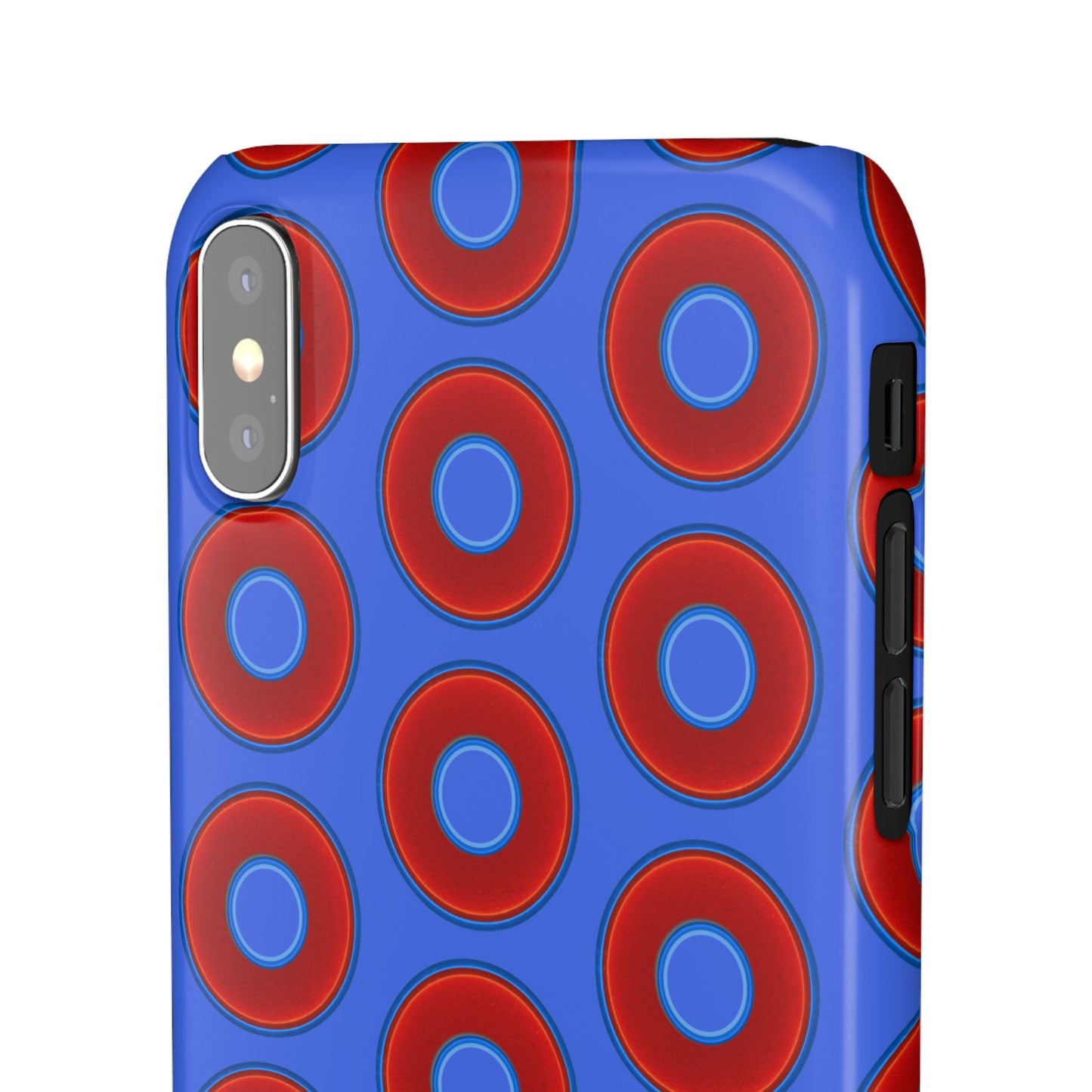 Lumpy Donut Snap Case - red vivid donut print w/royal blue background