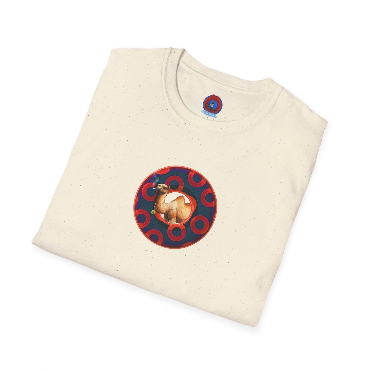 Classic Donut Tee - Unisex Soft-Style - "Joe Camel's Super Cool Donut" - rustic paradox donut - dark navy/red donuts