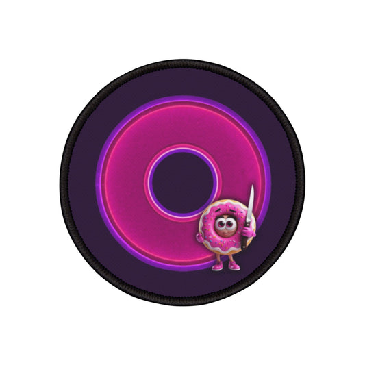 Iron-On Donut Patch - "My Phriend the Donut's Patch" - vivid magenta donut - variant 3