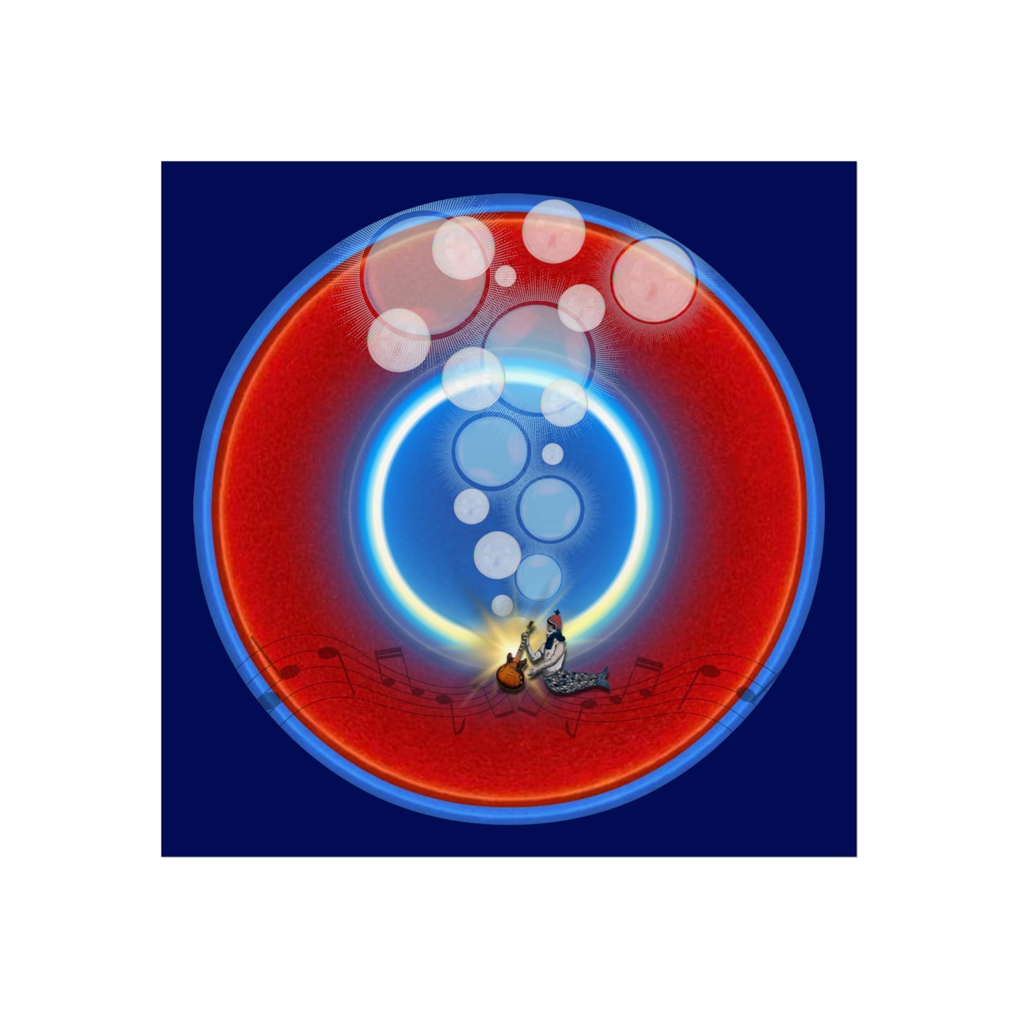 Lumpy Poster Nuts - "Bubbler's Donut" - 24" x 24" 220gsm Giclée/matte  - vivid red donut on dark blue background