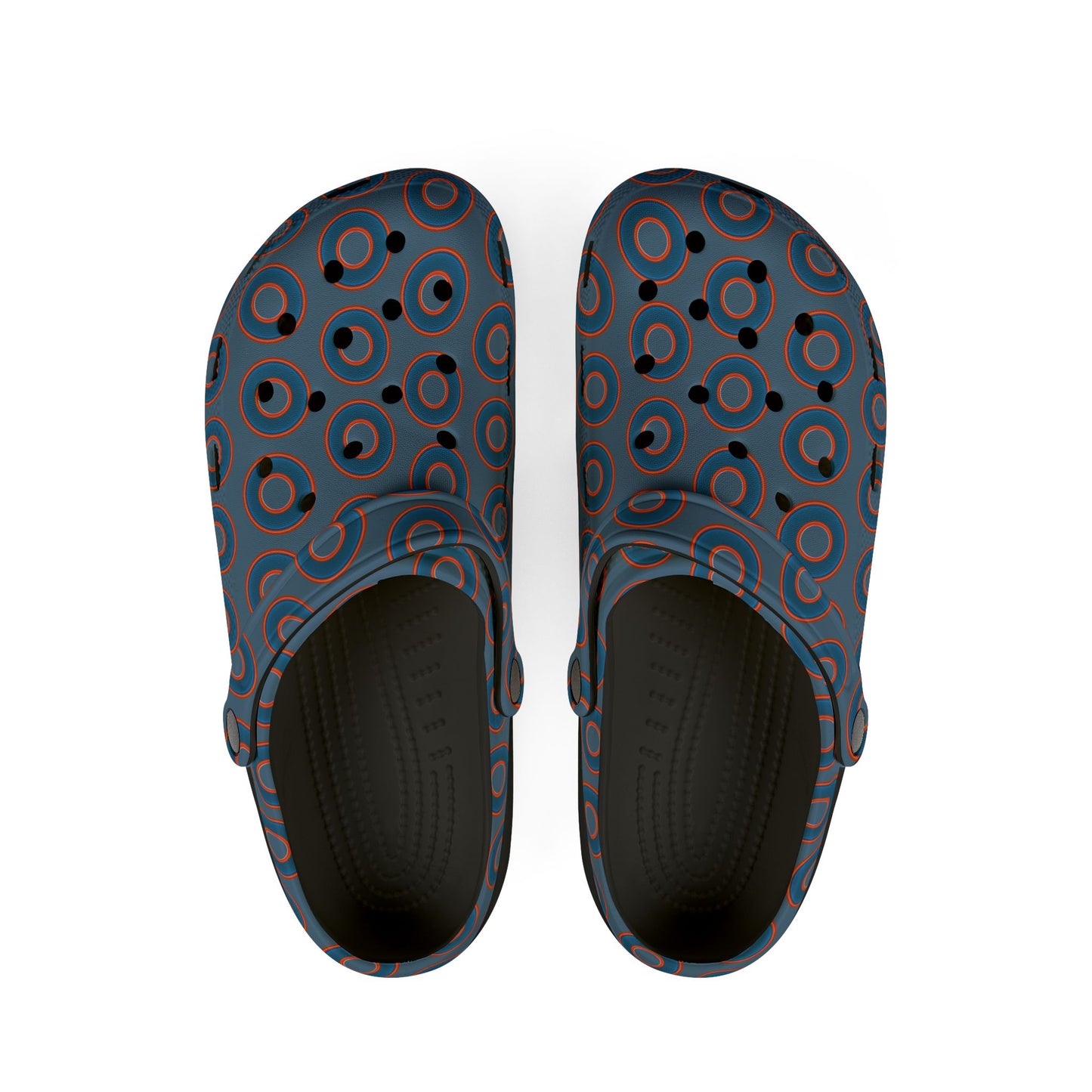 Spatchcocks - donut slip-on shoes - blue rustic donuts w/metallic blue background [unisex]