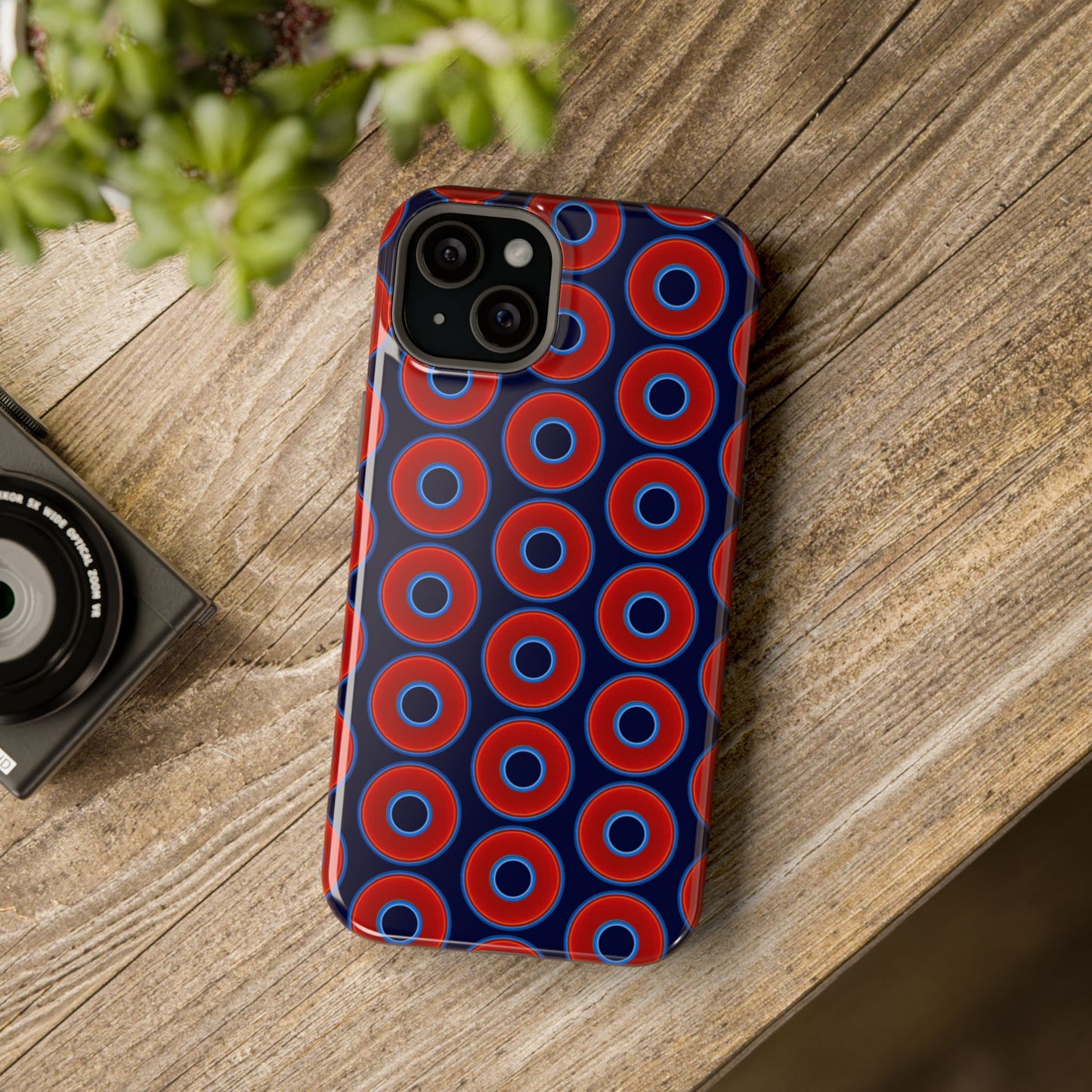 Copy of Magnetic Tough Donut Case - red vivid donut print w/midnight blue background