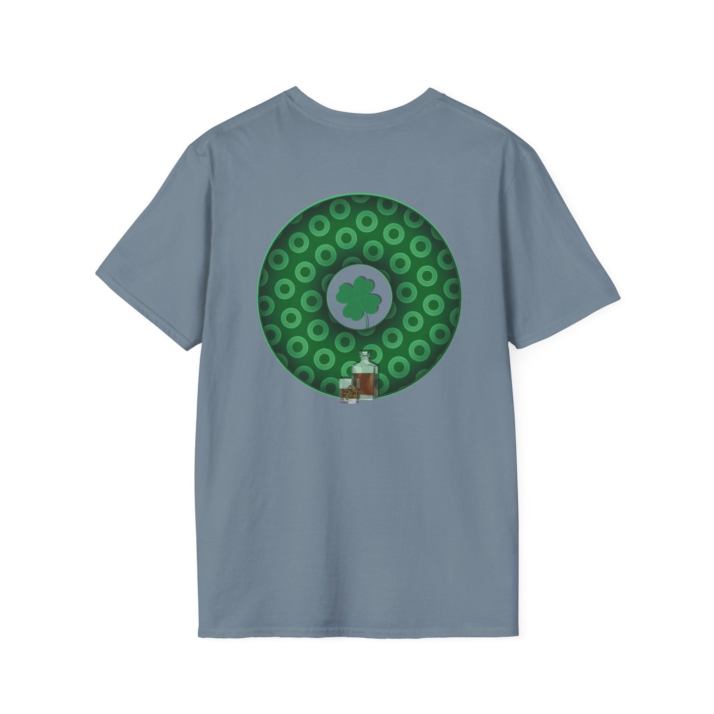 Classic Donut Tee - Unisex Soft-Style - "Patron Saint of Donuts" - St. Patrick's Day Donut - w/whiskey - holiday edition - variant 2