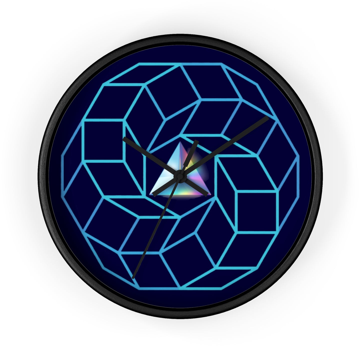 Lumpy Wall Clock - "See You on the Other Side of the Donut" blue cubed donut donut w/midnight blue background