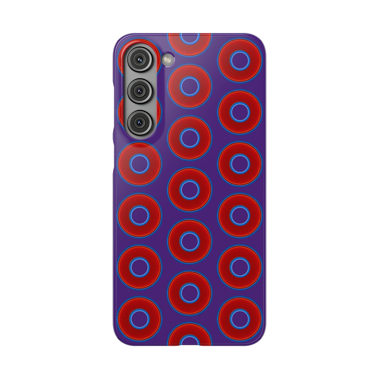 Lumpy Donut Snap Case - red vivid donut print w/dark purple background
