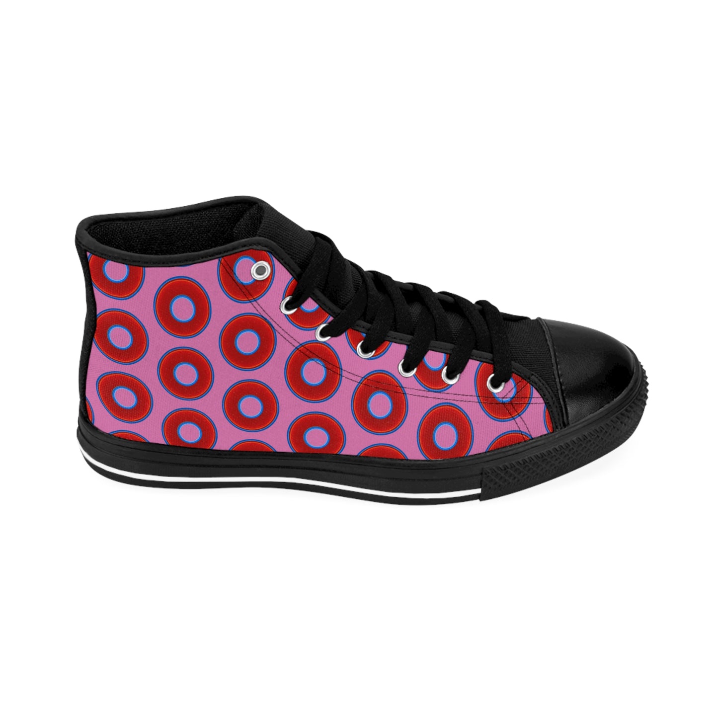 Men's Cushiony Convectors - High Tops - red vivid donuts w/pink background