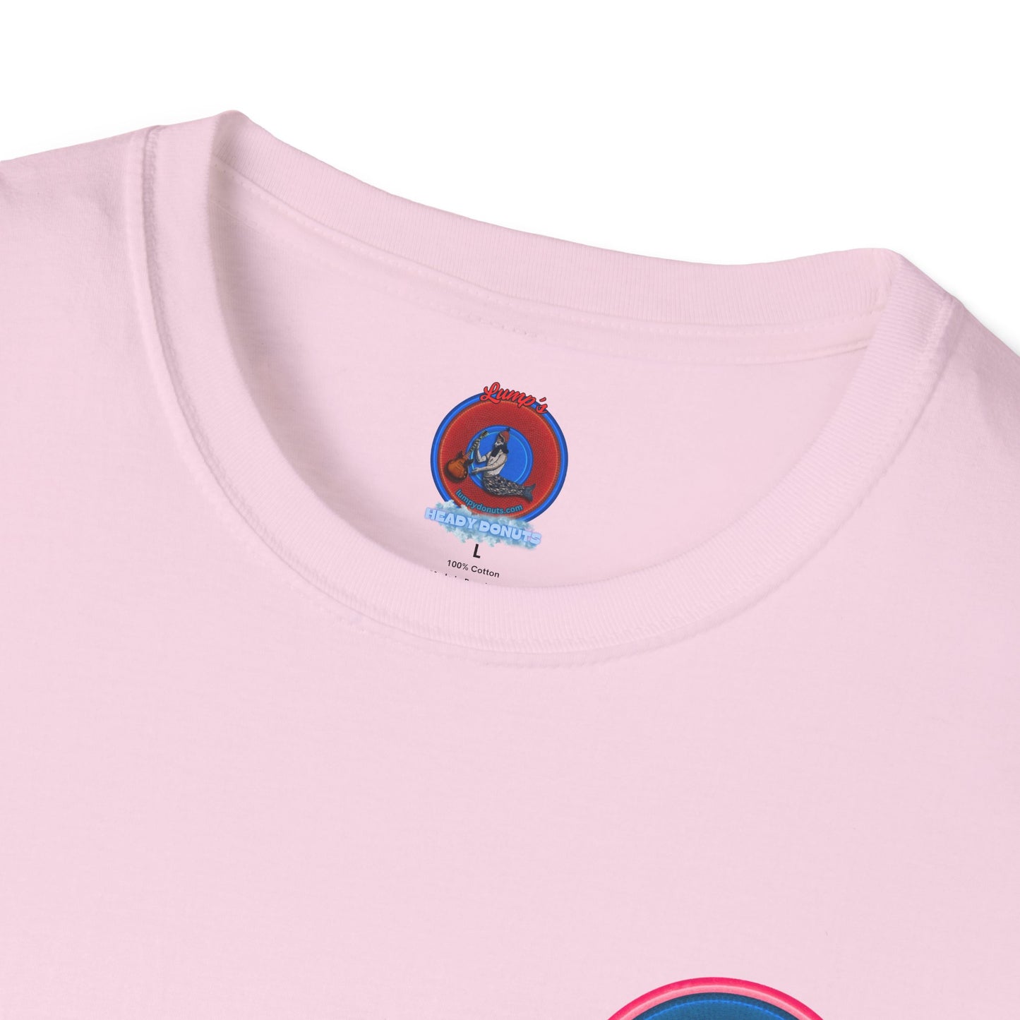 Classic Donut Tee - Unisex Soft-Style - "My Friend the Donut " - series 1.0  - variant 2 - blue/pink donut