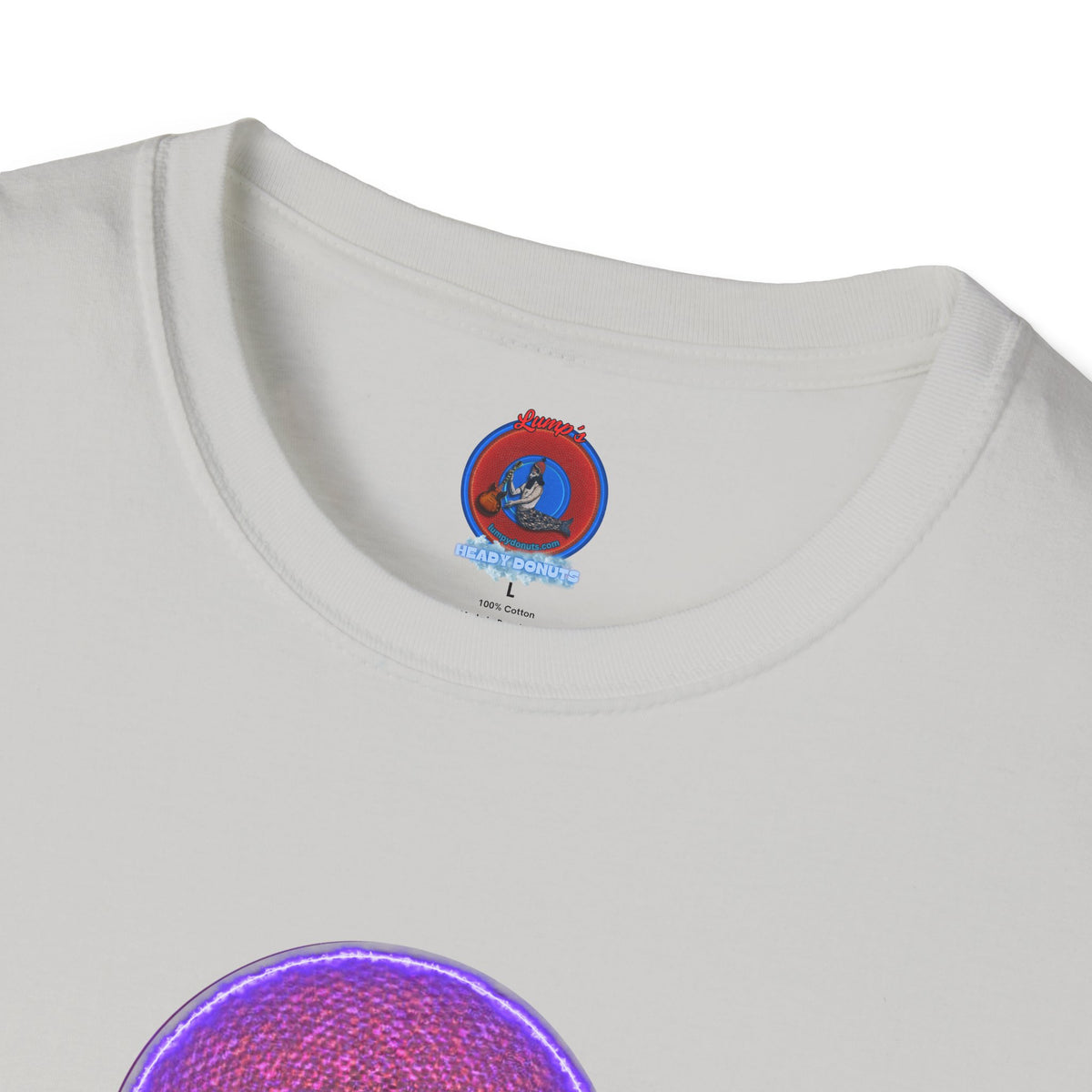 Classic Donut Tee - Unisex Soft-Style - "The Frankenstein Donut - It's Alive! " - series 1.0  - purple-ish donut