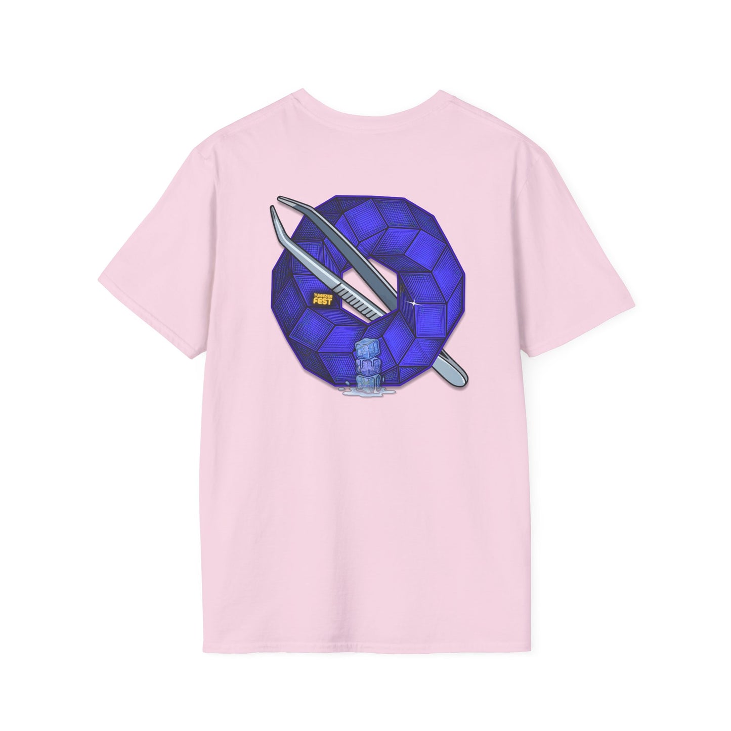 Classic Donut Tee - Unisex Soft-Style - "The Teasing Donut" - rustic dark royal blue cubed donut