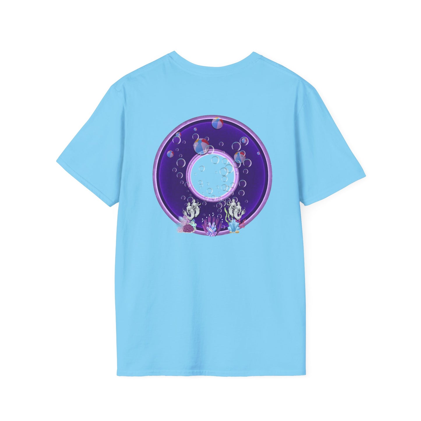 Classic Donut Tee - Unisex Soft-Style - "Sure That Sirens Made This Donut For Me" - vivid dark purple/light purple donut