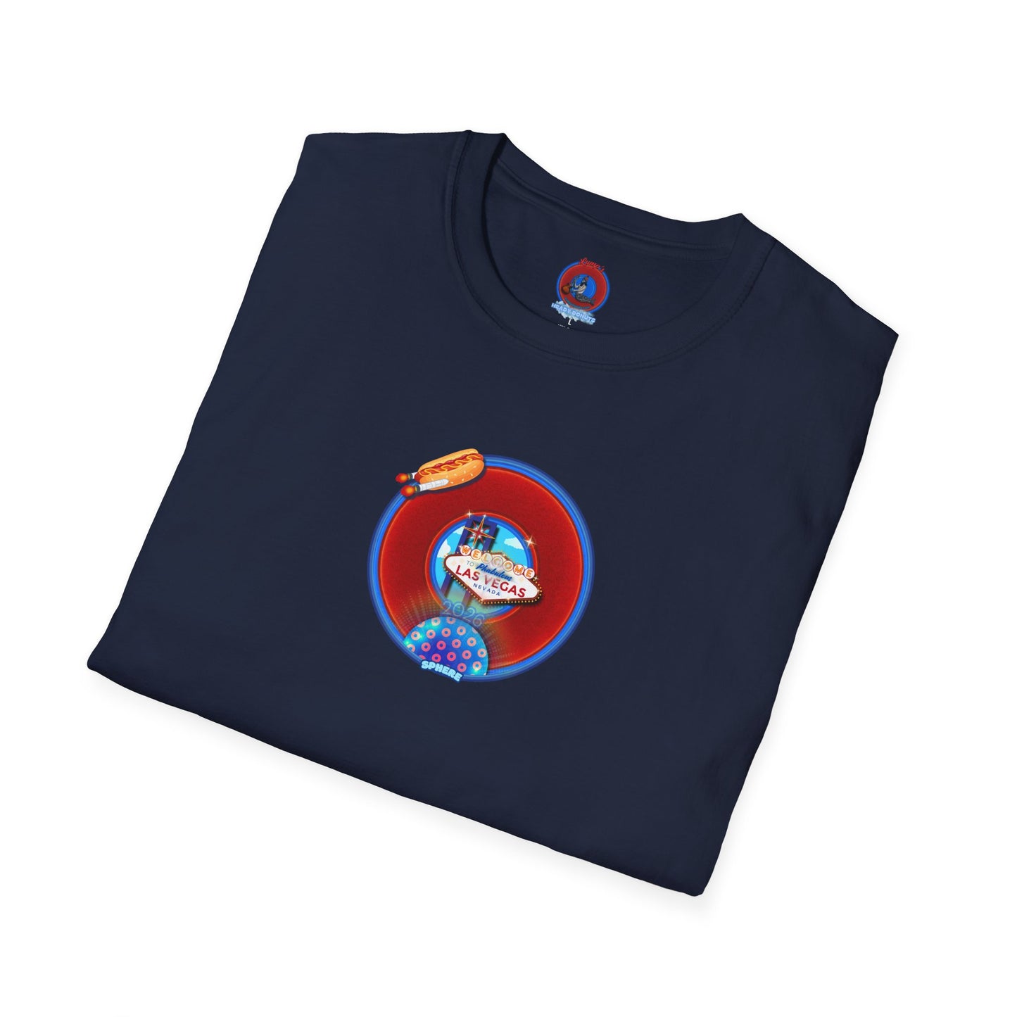 Classic Donut Tee - Unisex Soft-Style - "Viva Las Vegas Donut" -  vivid red donut w/raw dogger - variant 4