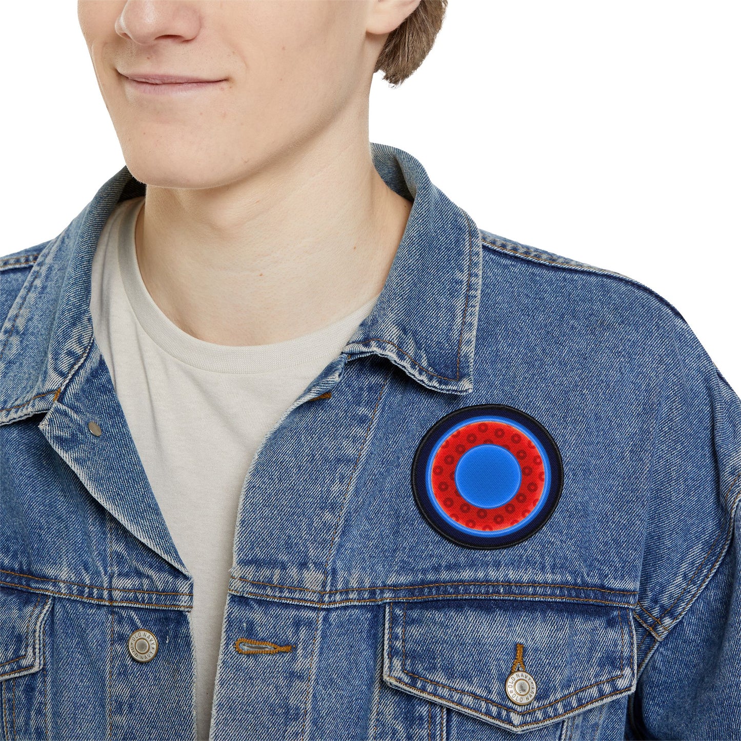 Iron-On Donut Patch - "Plain Paradoxical Wide Mouth Donut Patch" - paradoxical red/blue donut - variant 3