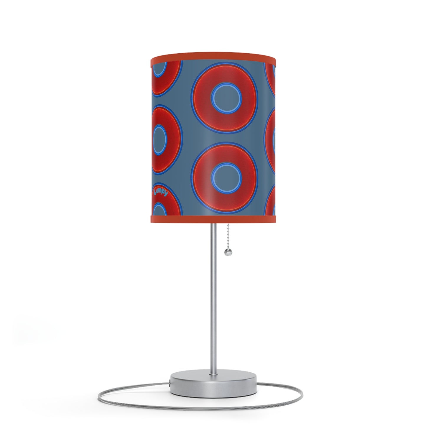 Lumpy Accent Lamps - red vivid donuts w/steel blue background