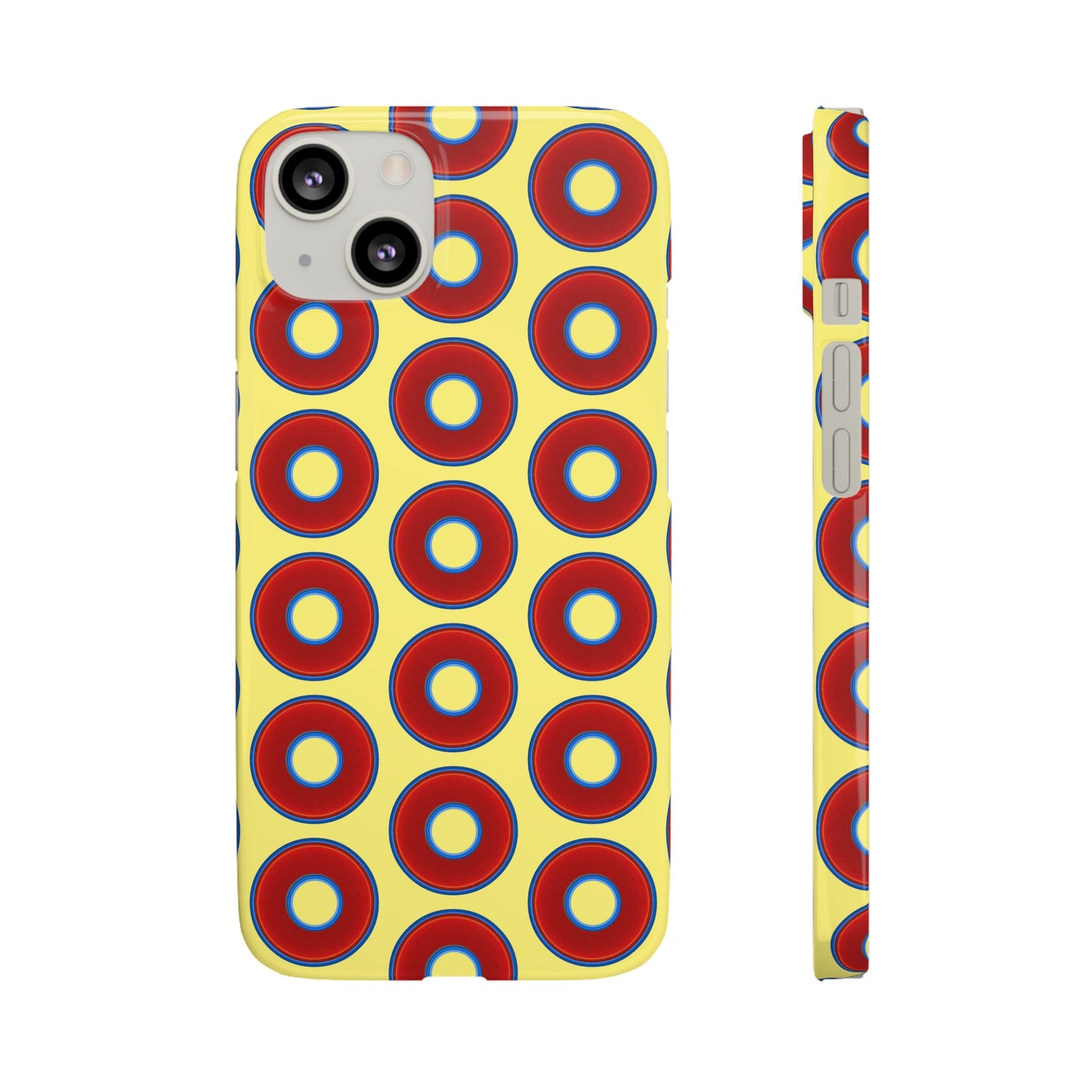 Lumpy Donut Snap Case - red vivid donut print w/yellow background