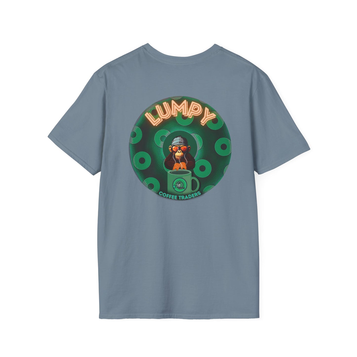 Lumpy Coffee Traders Tee - Unisex Soft-Style - "Taboo, taboot!" - paradoxical logo donut - variant 1