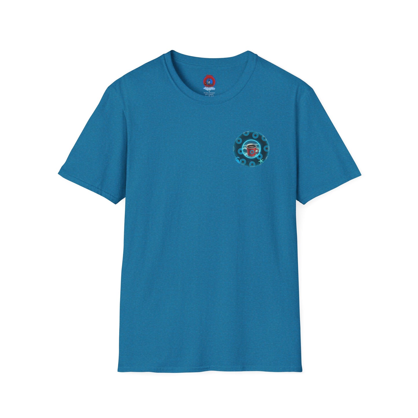 Classic Donut Tee - Unisex Soft-Style - "The Leaky Cup" - paradoxical blue/teal ocean donut -