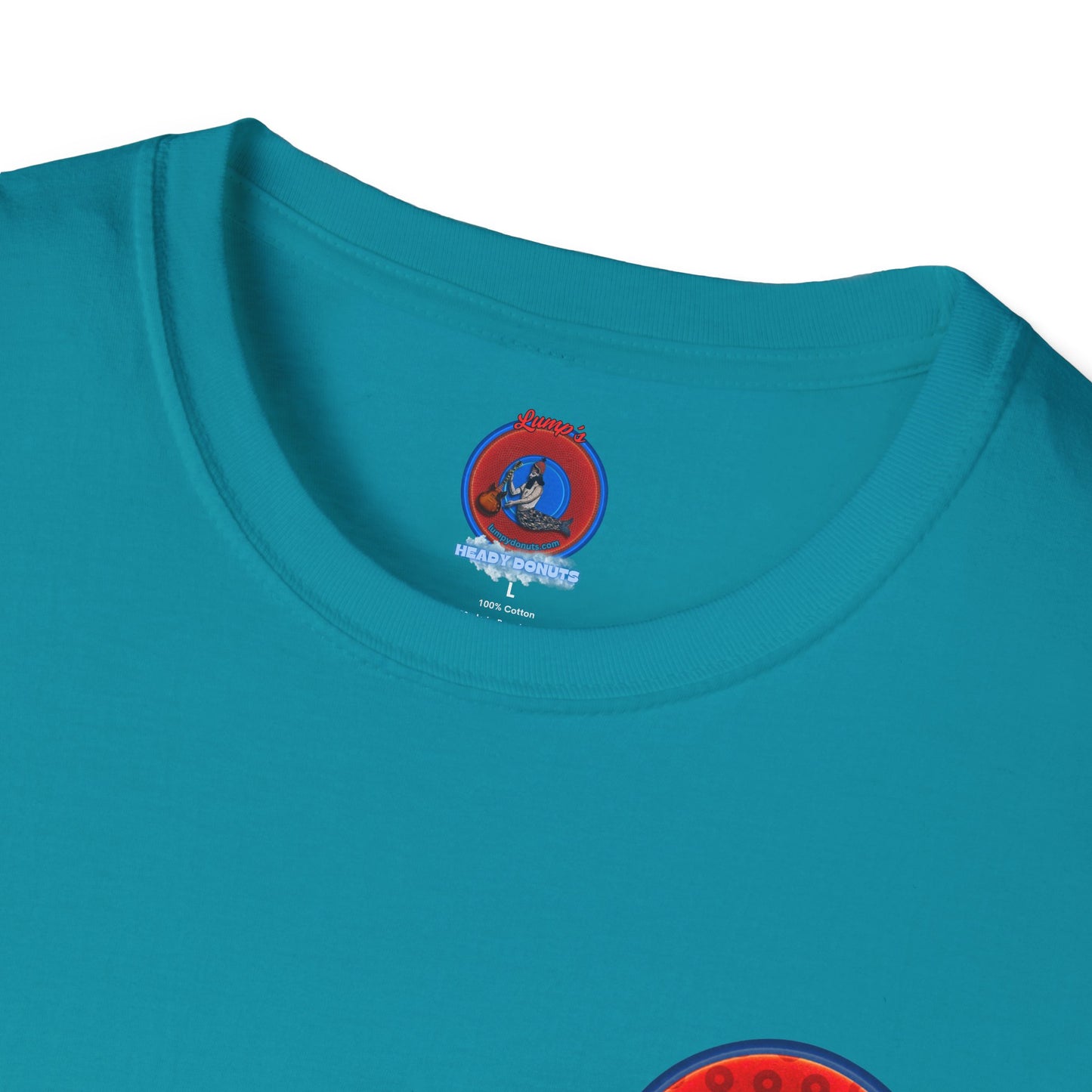Classic Donut Tee - Unisex Soft-Style - "Phree Donut Sliders" - red/blue widemouthed paradox donut
