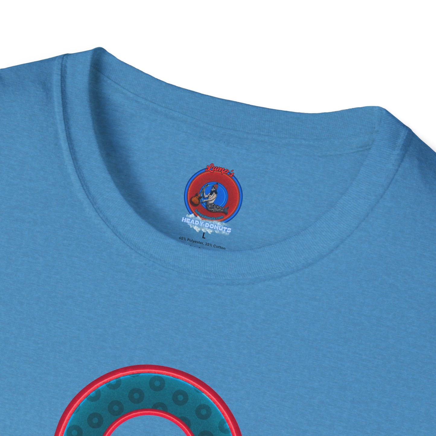 Plain Donuts/Unisex Soft-Style - "Plain Wide Mouthed Paradoxical Donuts" - dark aquamarine blue/red donuts