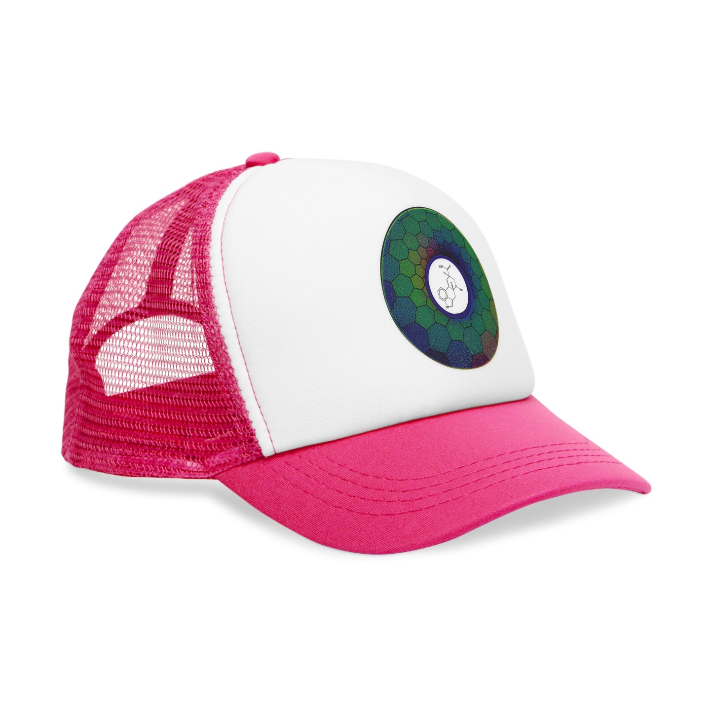 Lumpy Trucker Hat - "Albert Hofman's Donut" - variant 1 - green hexadonut