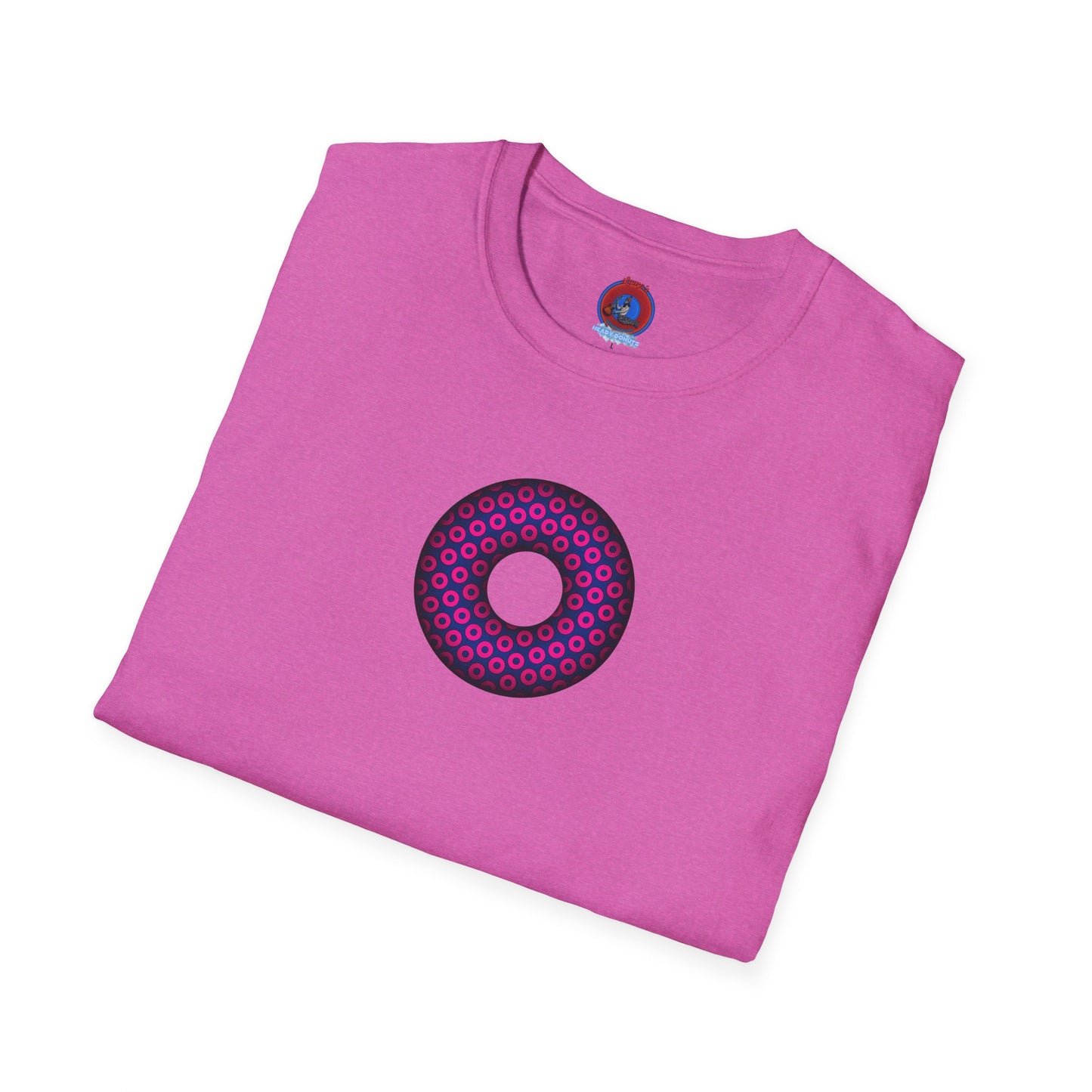 Plain Donuts/Unisex Soft-Style - "Plain Paradoxical Grided Donuts" - light magenta/dark blue donuts