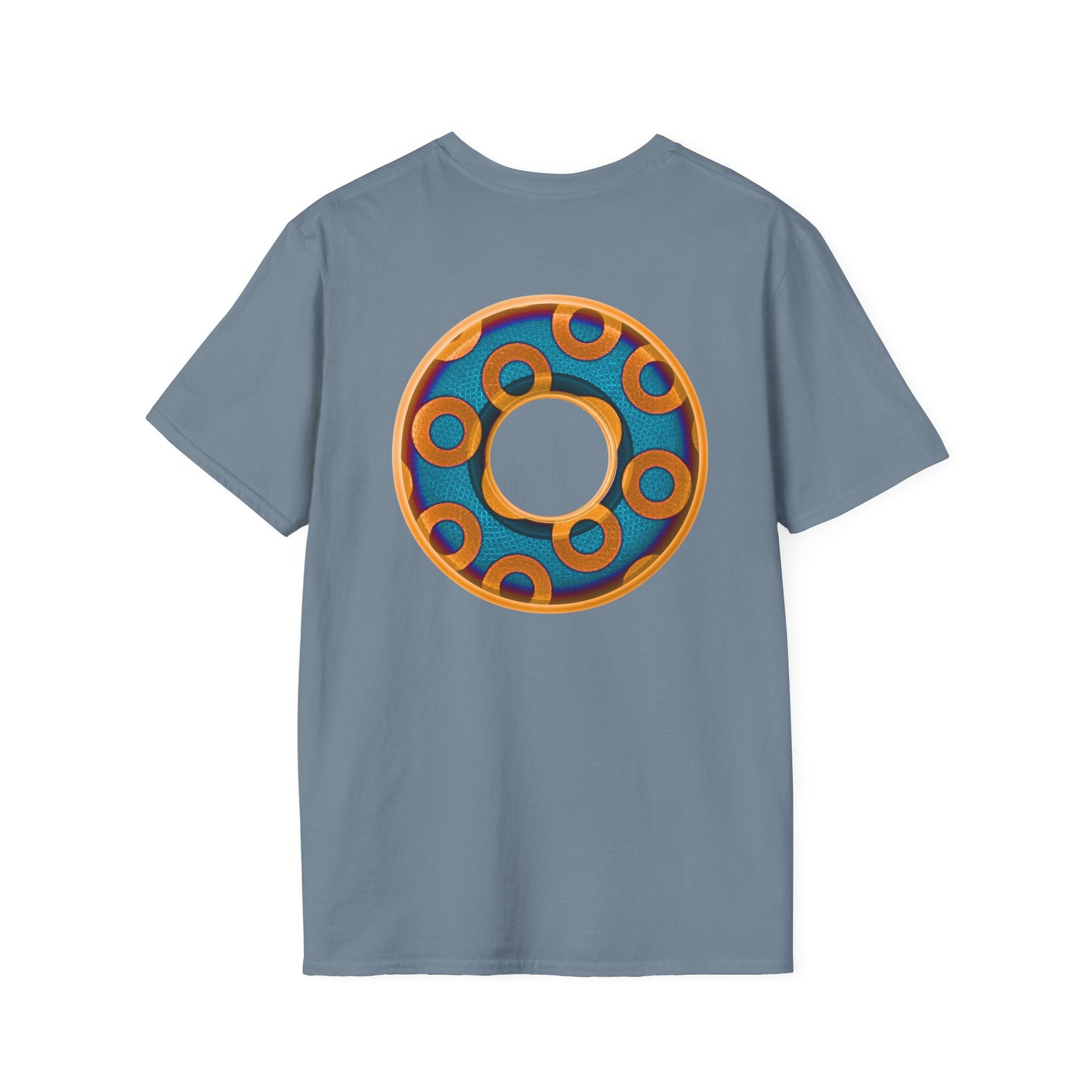 Plain Donuts/Unisex Soft-Style - "Plain Rustic Paradoxical Donuts" - light blue/orange donuts