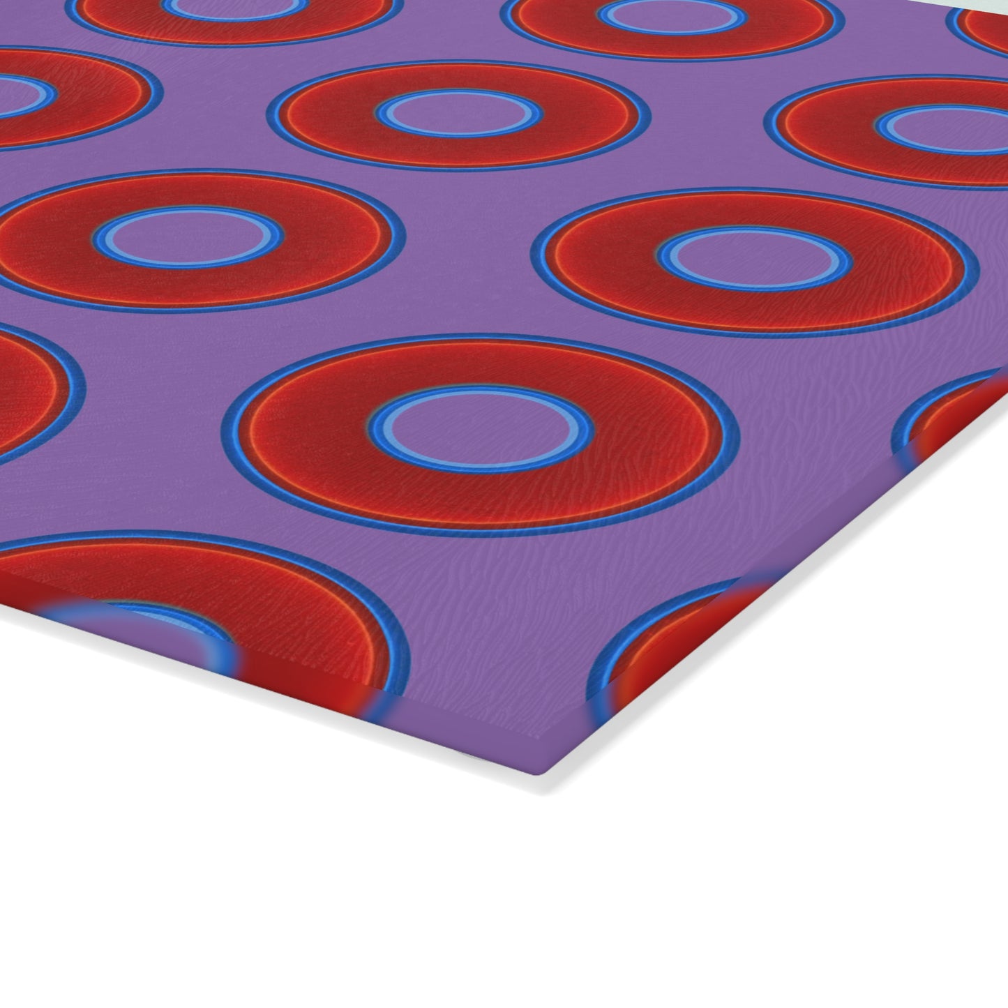 My Friend's Cutting Board - vivid red donuts w/light purple background